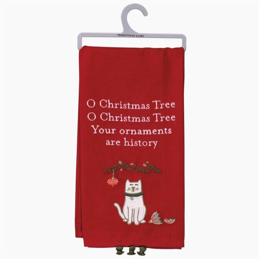 Primitives By Kathy Your Ornaments Are History Cat Kitchen Towel - 20" x 26"