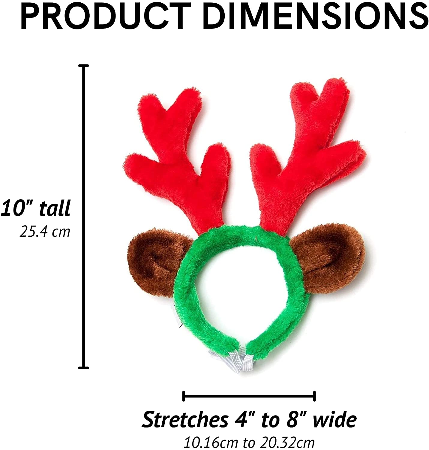 Midlee Christmas Reindeer Antlers with Ears for Large Dogs
