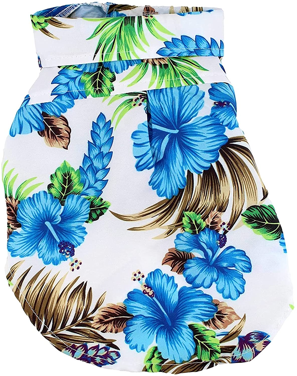 Midlee Blue Hibiscus Hawaiian Dog Shirt (Medium)