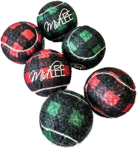 Midlee Dog Christmas Plaid Tennis Balls