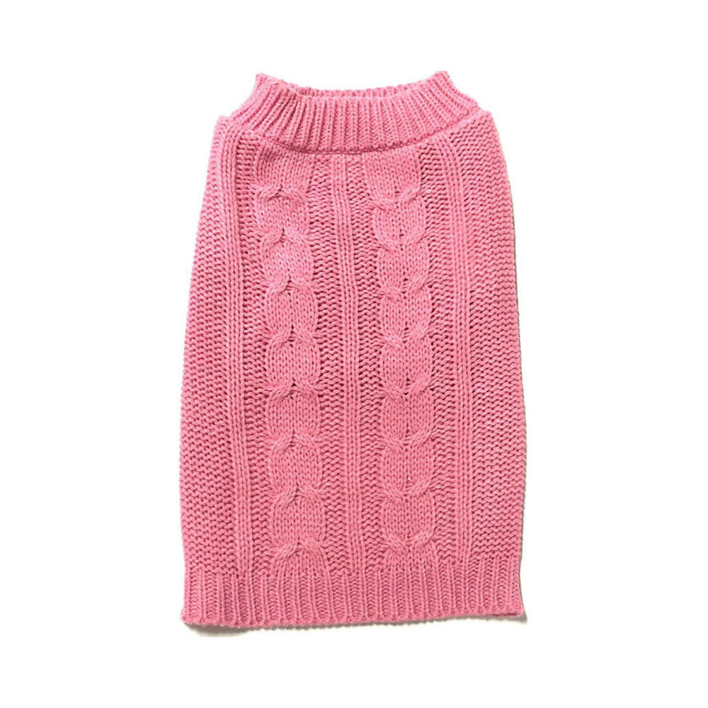 Midlee Cable Knit Dog Sweater - Pink