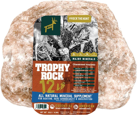 Trophy Rock Redmond Mineral Rock/Salt Lick, Attract Deer and Big Game - 12 LB -One Rock