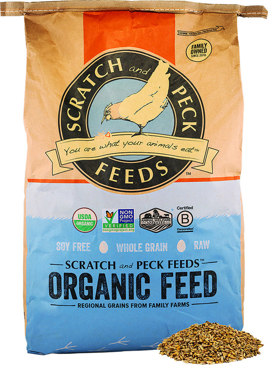 Scratch and Peck Feeds Cluckin Good Organic 3 Grain Scratch Chickens and Ducks Feed - 40 lbs