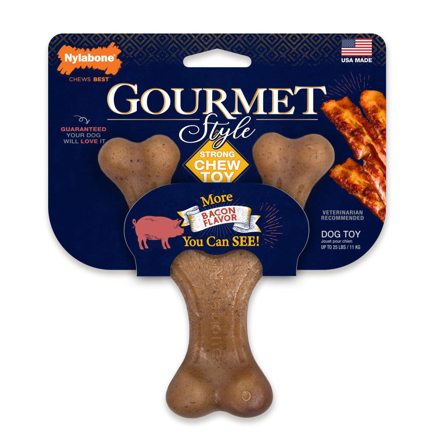 Nylabone Gourmet Style Strong Chew Wishbone Chew Toy - Bacon Flavor (Small/Regular)