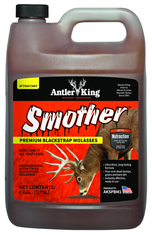 Antler King Smother Year-Long Deer Attractant Premium Dark Ultra-Thick Blackstrap Molasses - 1 Gallon