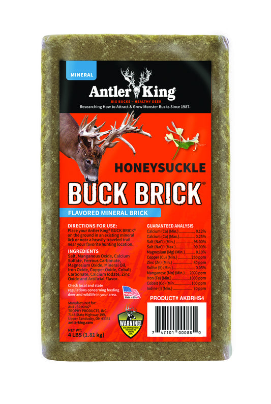 Antler King Honeysuckle Flavored Buck Brick Mineral Block for Deer Attractant - 4 LB