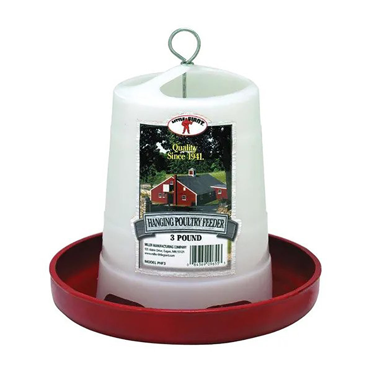 Little Giant Red/White Plastic Hanging Poultry Feeder - 3 lbs