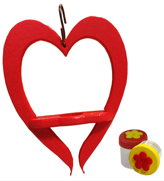 JCs Wildlife Poly Lumber Heart Hummingbird Feeder with Nectar DOTS (Yellow and Red Nectar DOTS)