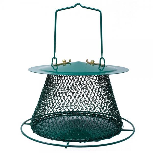 Backyard Essentials Collapsible Metal Mesh Bird Feeder with Tray - Green (8.5")