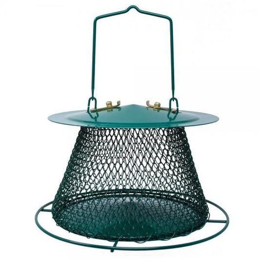 Backyard Essentials Collapsible Metal Mesh Bird Feeder with Tray - Green (8.5")