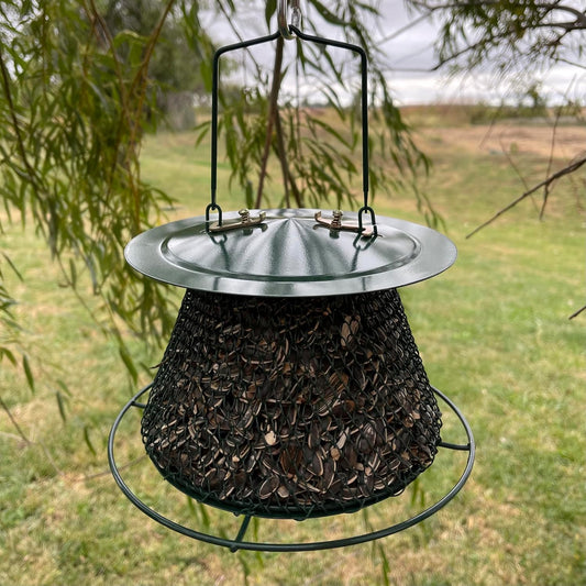 Backyard Essentials Collapsible Metal Mesh Bird Feeder with Tray - Green (8.5")