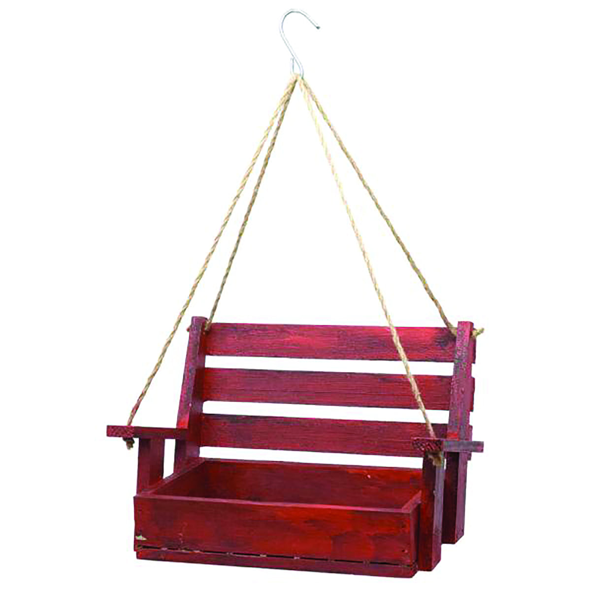 Backyard Essentials Rustic Look Hanging Porch Swing Bird or Squirrel Feeder - Red