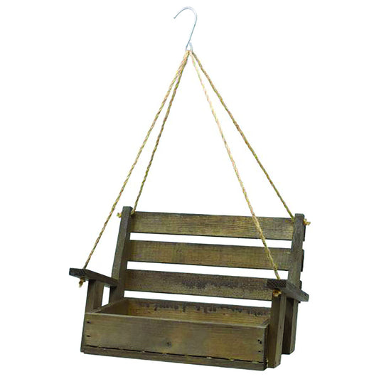 Backyard Essentials Rustic Look Hanging Porch Swing Bird or Squirrel Feeder - Brown