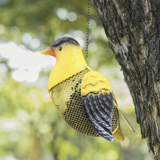 Gift Essentials Metal Goldfinch Mesh Bird Seed Feeder with Hanging Chain - Yellow (5 Cups)