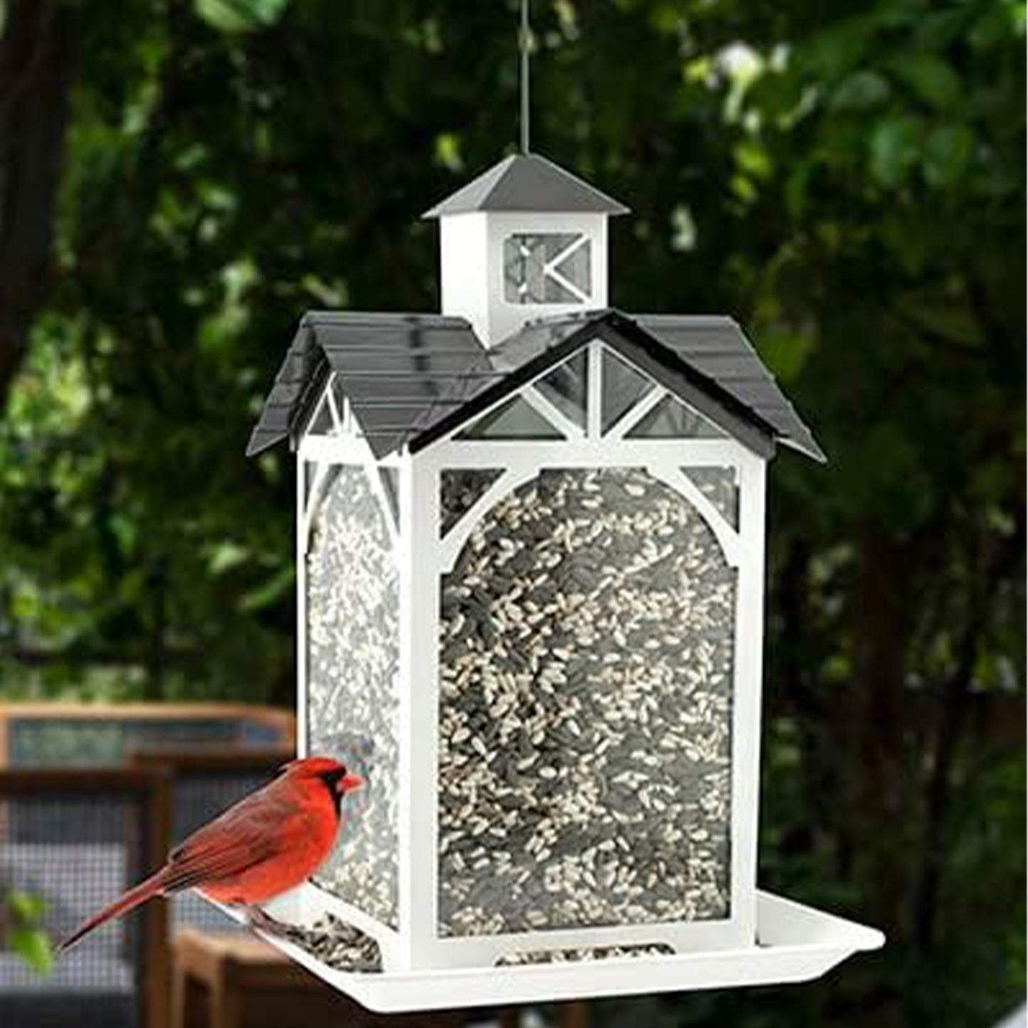 Woodlink Modern Farmhouse Metal & Glass Stable Bird Feeder - White