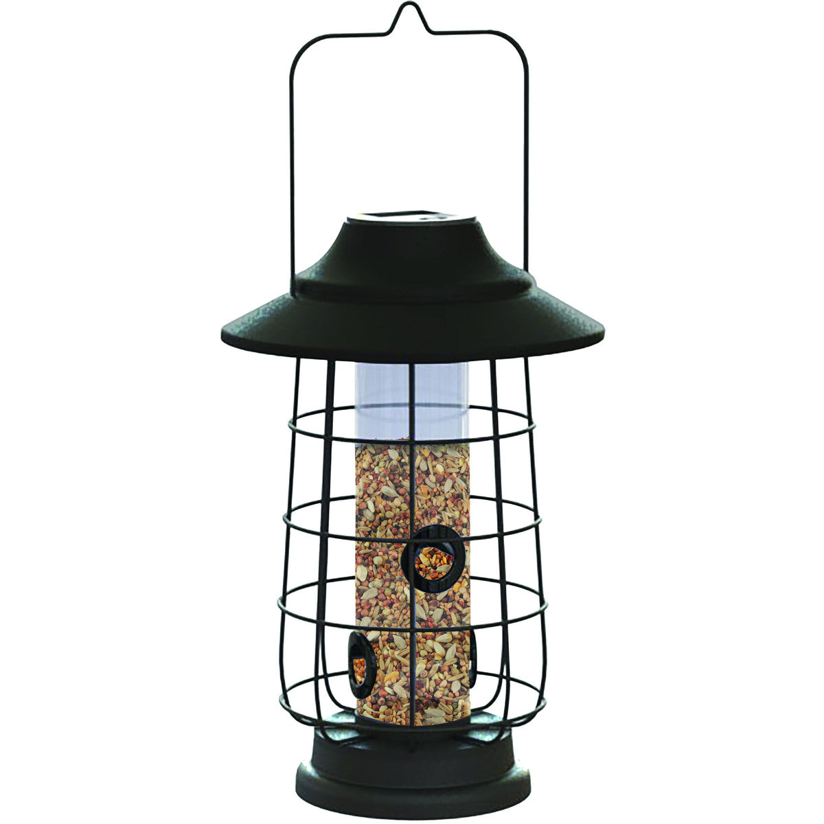 Woodlink Modern Farmhouse Solar Light Lantern Tube Feeder - Matte Black