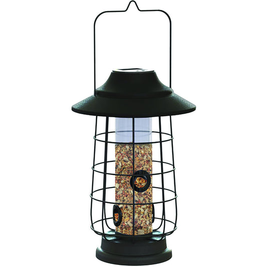 Woodlink Modern Farmhouse Solar Light Lantern Tube Feeder - Matte Black