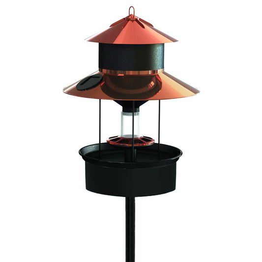 Woodlink Modern Farmhouse Solar Gaslight Style Coppertop Bird Seed Feeder - Black/Copper