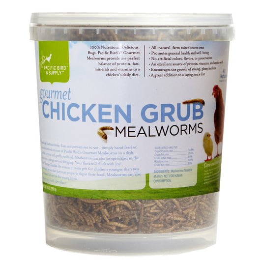 Pacific Bird & Supply Co. Gourmet Chicken Grub Dried Mealworms - 14.0 oz Bucket