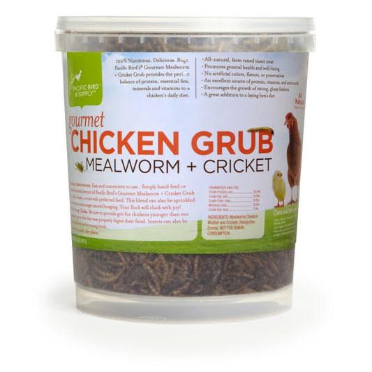 Pacific Bird & Supply Co. Gourmet Chicken Grub Dried Mealworms/Cricket - 14 oz Bucket