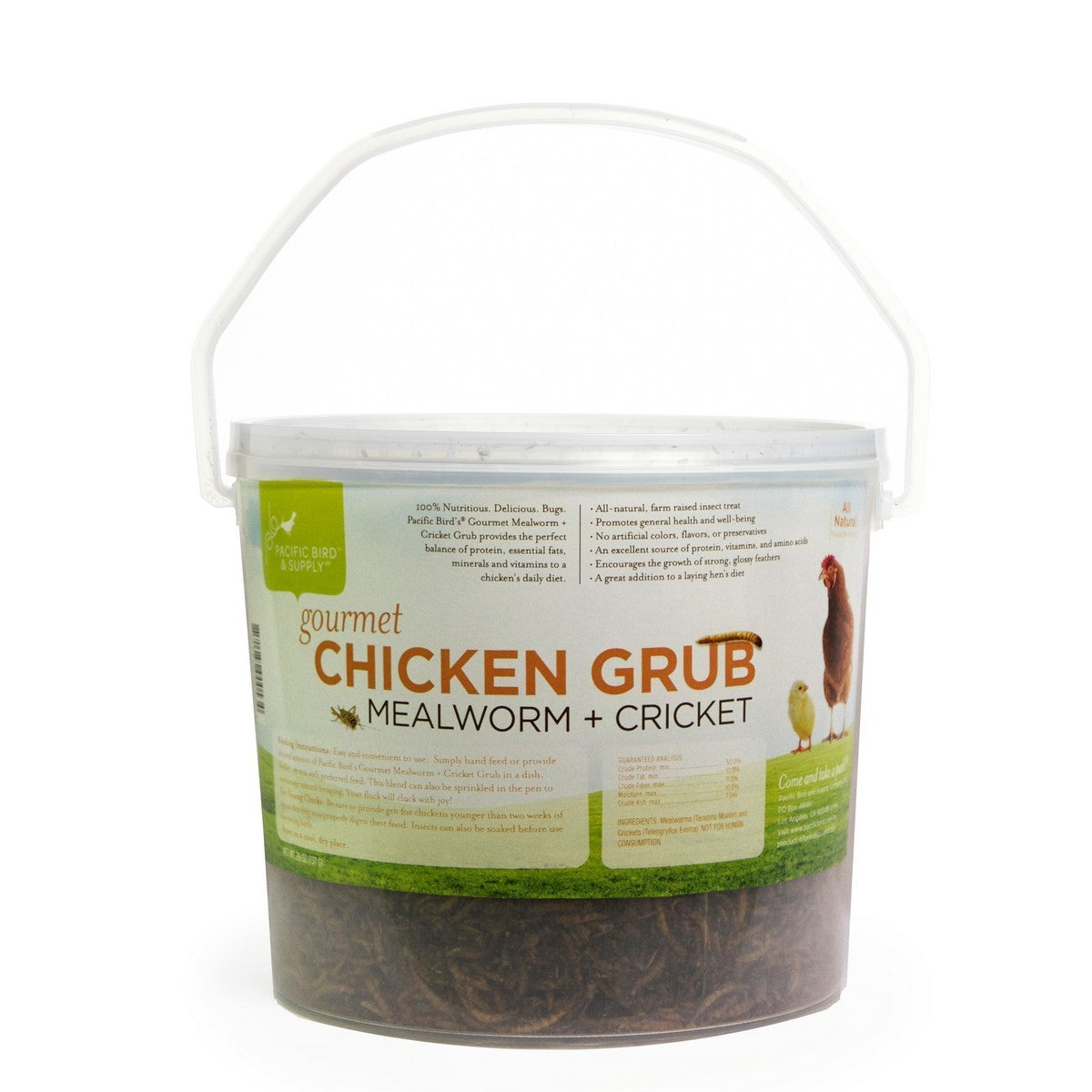 Pacific Bird & Supply Co. Gourmet Chicken Grub Dried Mealworms/Cricket - 26 oz Bucket