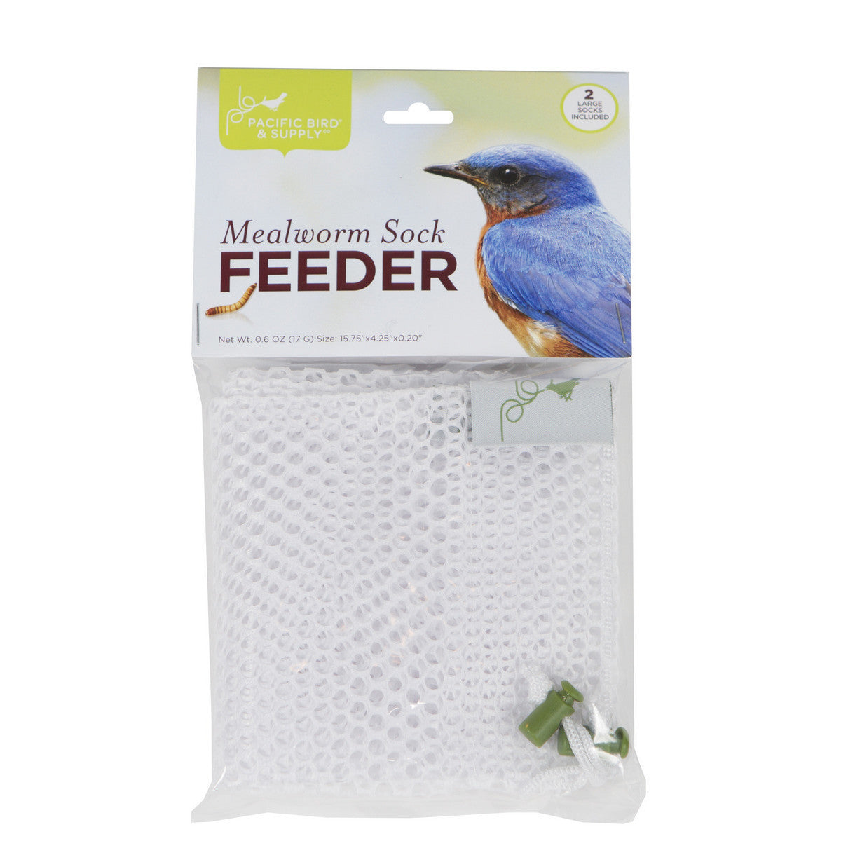 Pacific Bird & Supply CO Empty Mealworm Sock Feeder - White/Green