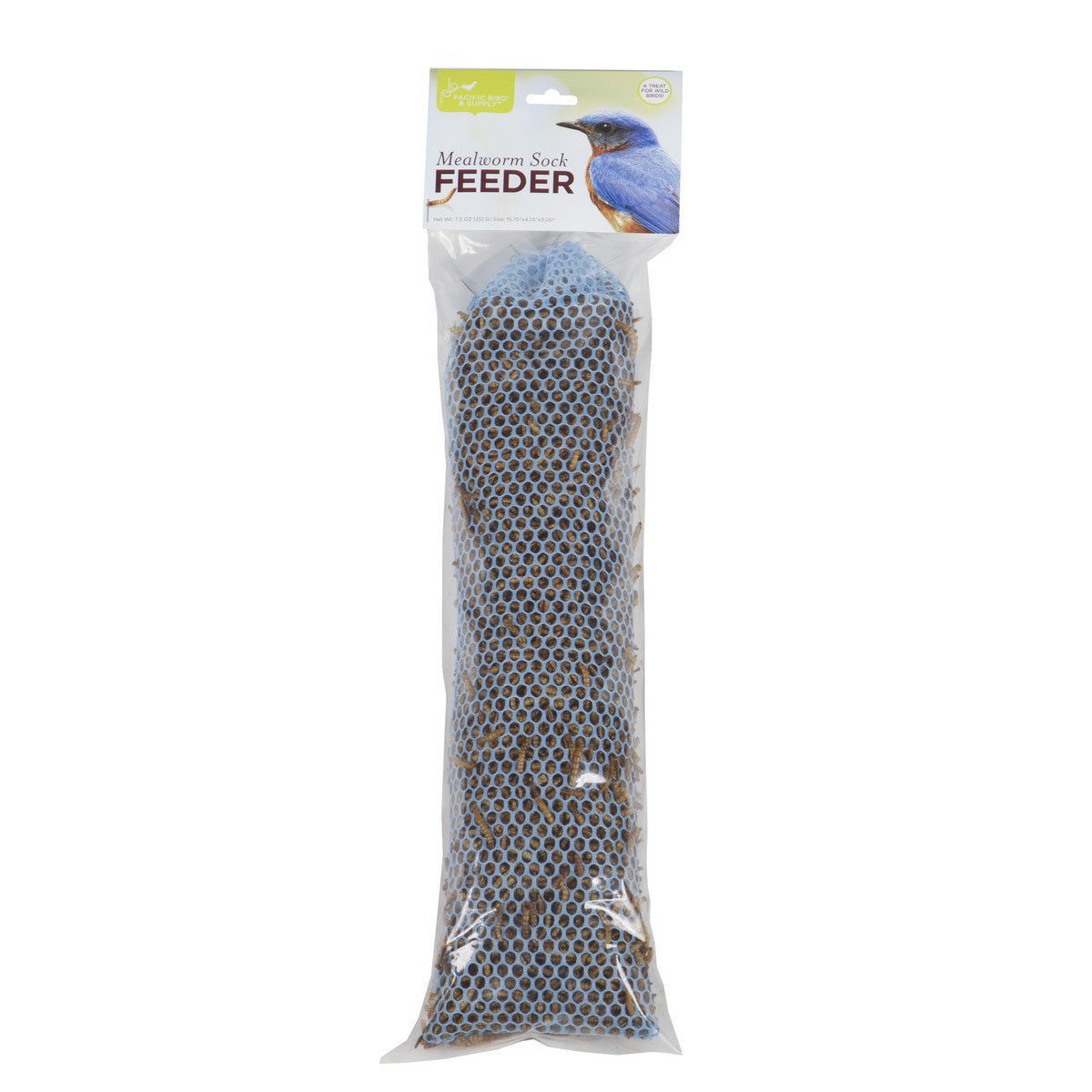 Pacific Bird & Supply CO Filled Mealworm Sock Feeder - Blue/White