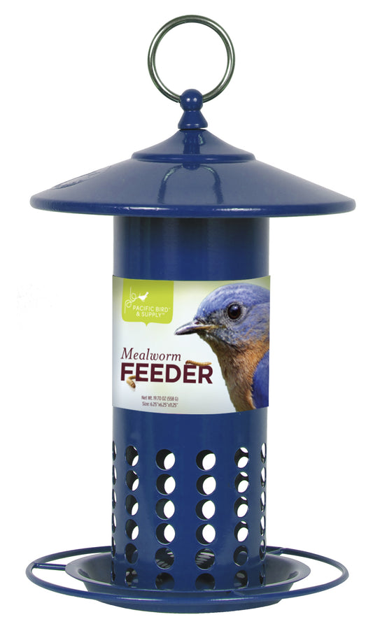 Pacific Bird & Supply CO Galvanized Steel Mealworm Feeder - Blue (11.25")