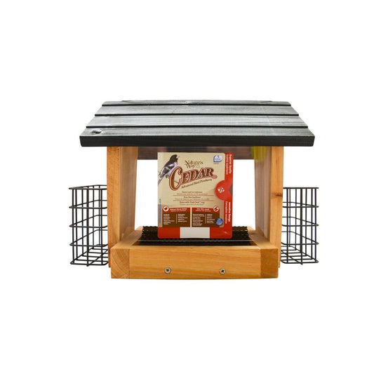 Nature's Way Cedar Black Hopper Bird Feeder With Suet Cages - 3 Quart