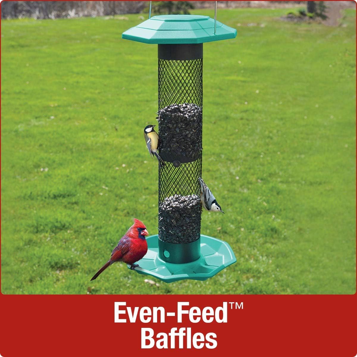 Nature's Way Teal / Black Funnel Flip Mesh Sunflower Feeder - 1.5 Quart