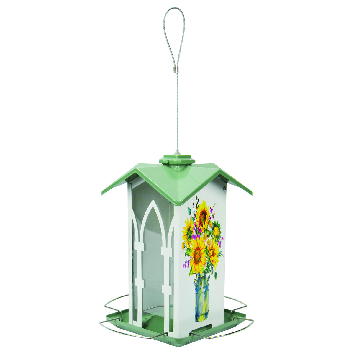 Nature's Way Bird Products Country Cottage Gazebo Bird Feeder - White/Green (1.56 Quart)