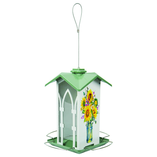 Nature's Way Bird Products Country Cottage Gazebo Bird Feeder - White/Green (1.56 Quart)