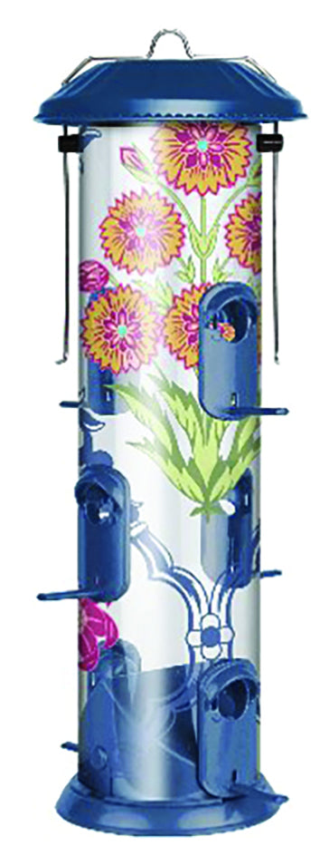 Nature's Way Bird Products Garden Floral Wide Easy Clean Bird Feeder - Blue (2.8 Quart)