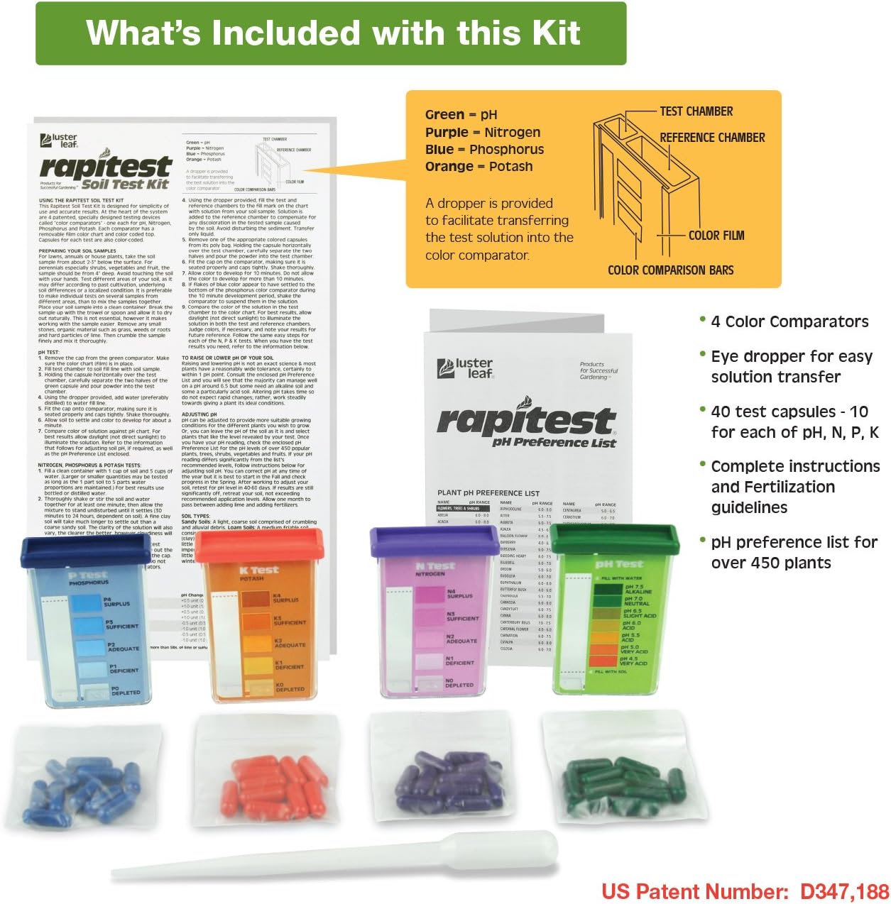 Luster Leaf Rapitest Test Kit for Soil pH, Nitrogen, Phosphorous and Potash