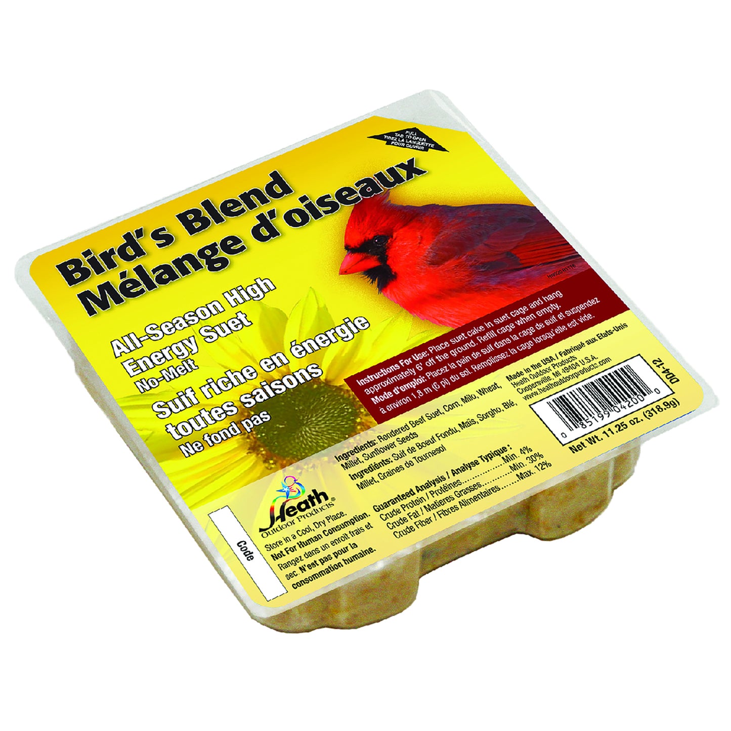 Heath Outdoor Products DD4-12 Yellow All Season Bird's Blend Suet - 11.25 Ounce (Pack of 12)