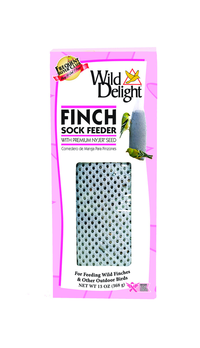 Wild Delight Pink Finch Nyjer Thistle Sock Bird Feeder - 13 Ounce- 12pl