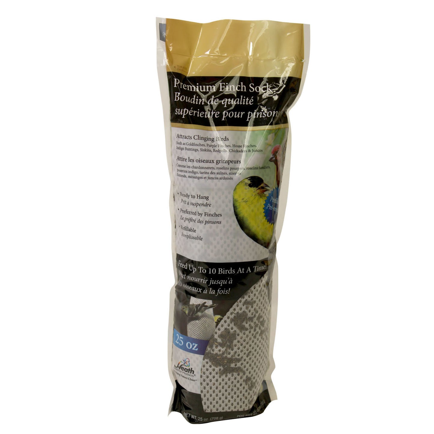 Heath Outdoor Products White Finch Sock With Header Card Bird Feeder - 25 Ounce