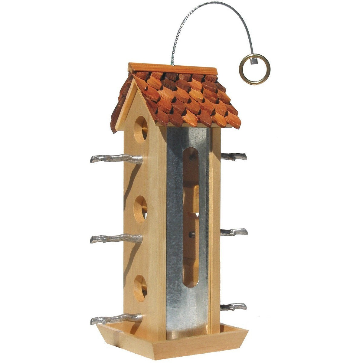 Perky-Pet Natural Tin Jay Twig Style Perch Wood Feeder