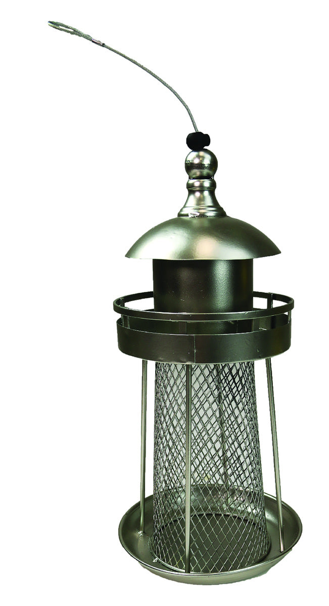 Heath Lighthouse Metal Bird Feeder -  Silver