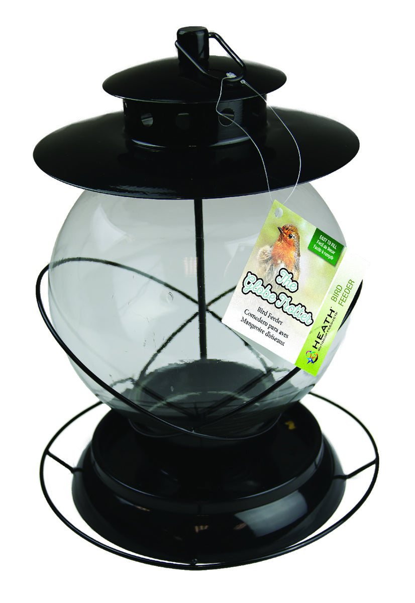 Heath Outdoor Products The Globe Trotter High Capacity Hopper Bird Feeder - Black (12.8")