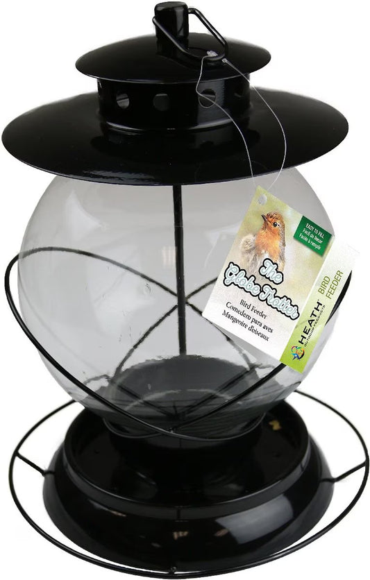 Heath Outdoor Products The Globe Trotter High Capacity Hopper Bird Feeder - Black (12.8")