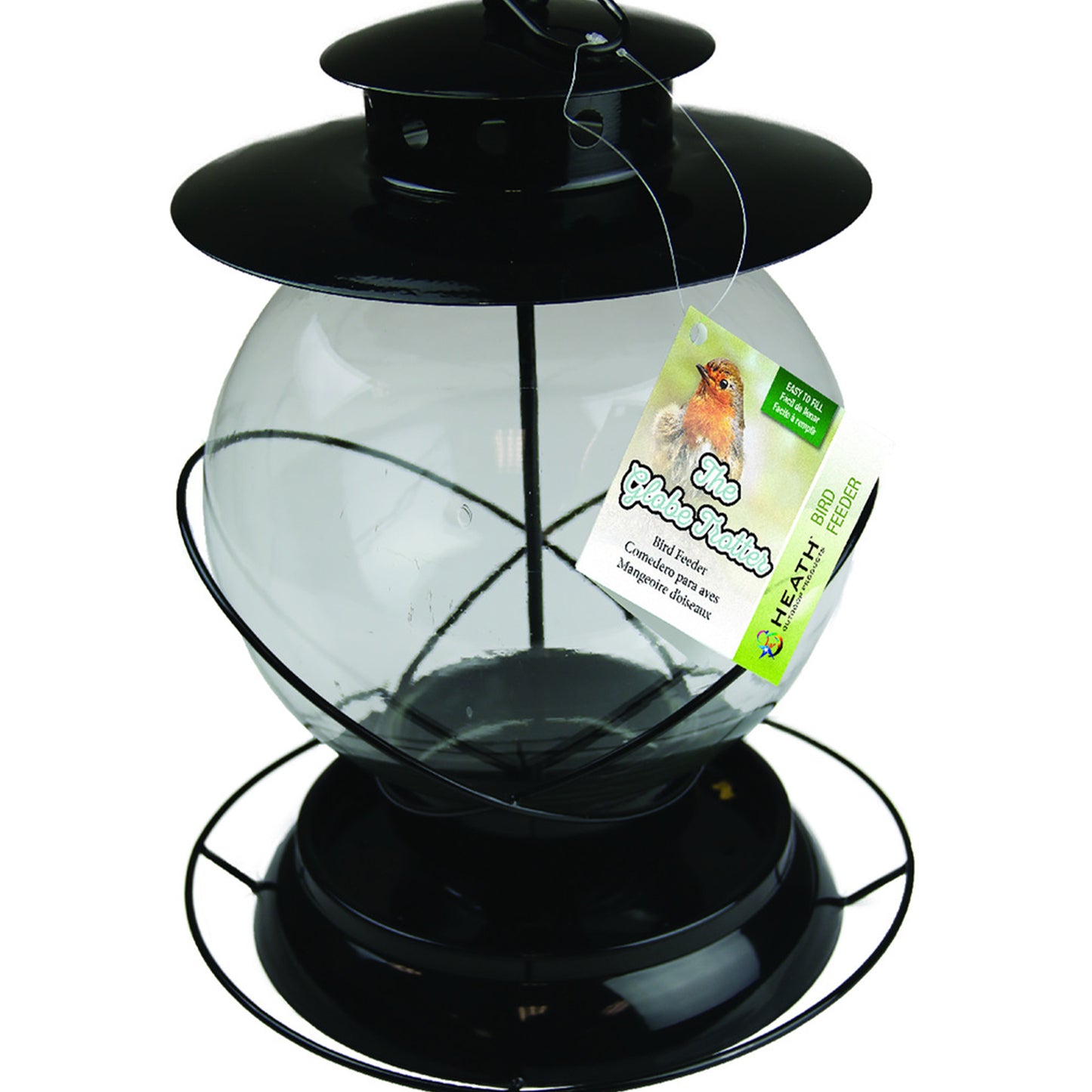 Heath Outdoor Products The Globe Trotter High Capacity Hopper Bird Feeder - Black (12.8")