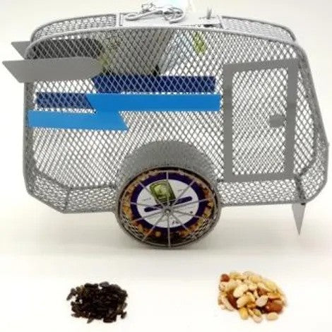 Heath Camper Bird Feeder for Seed Cakes, Peanuts and Sunflower Seeds - Grey/Blue