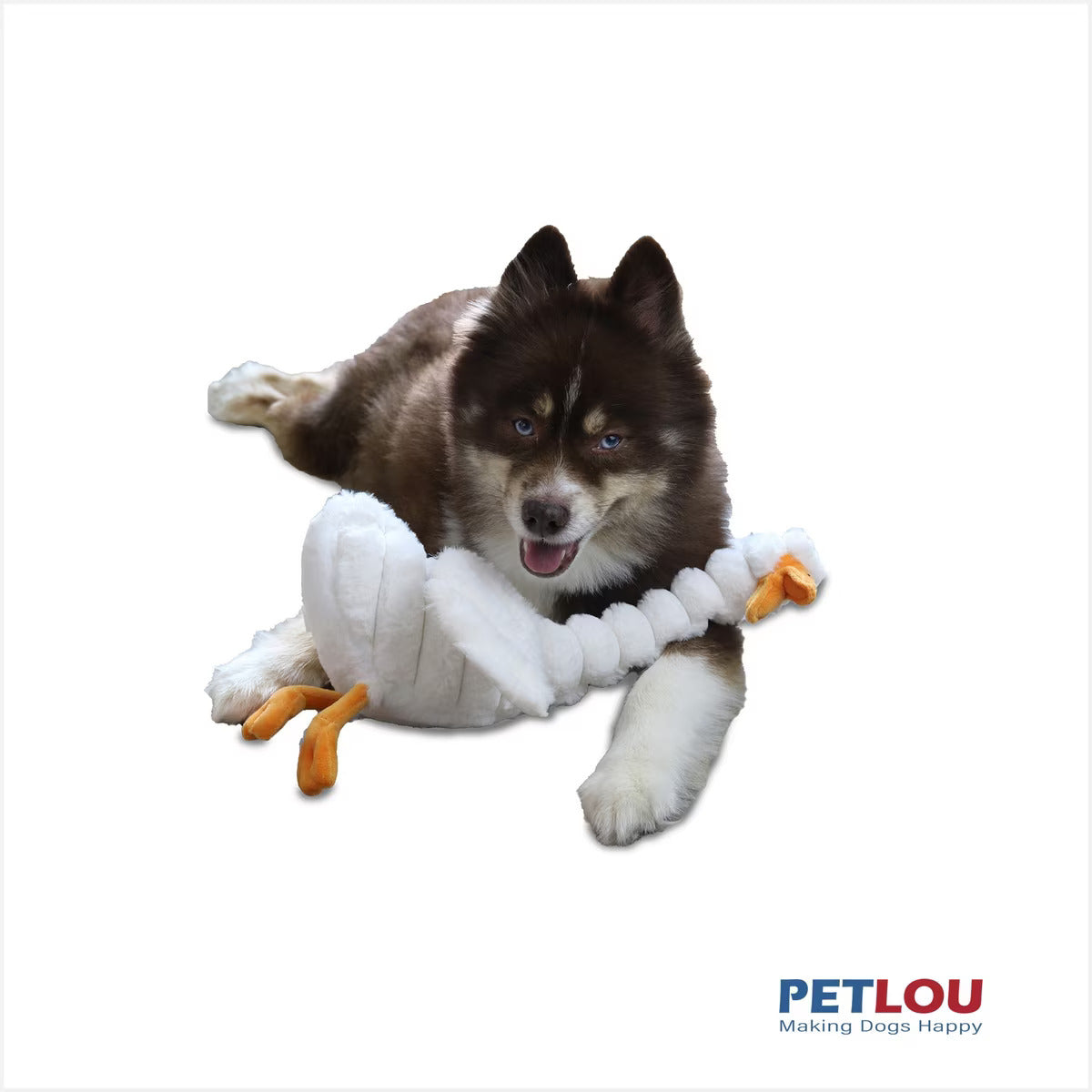 PetLou Farm Friends Duck Squeaky Plush Dog Toy, 16-in