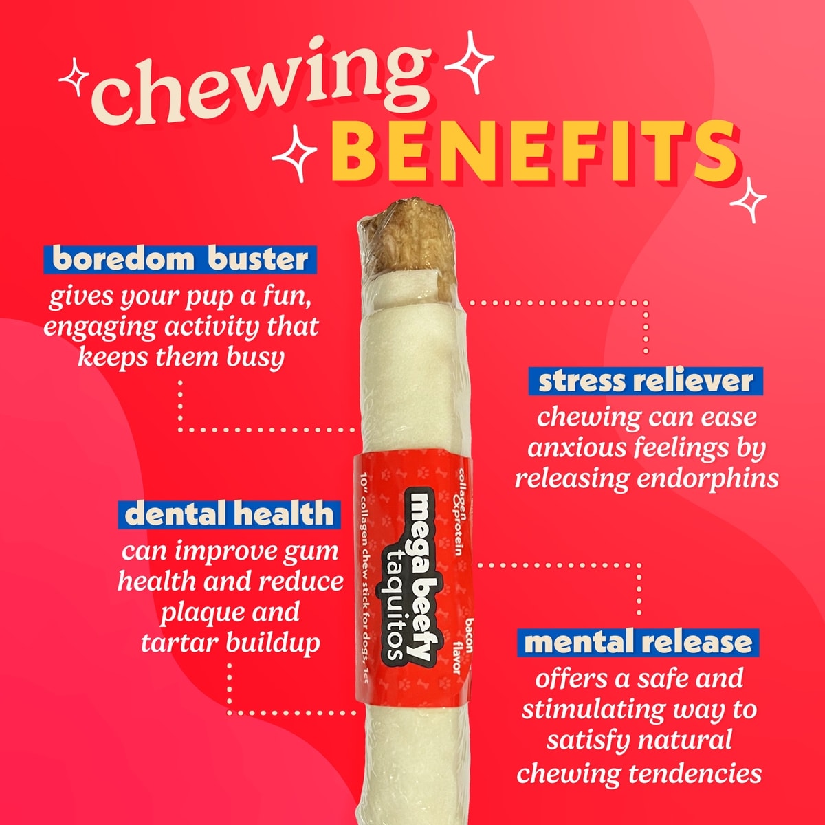 Frankly Beefy Taquito 10-inch Bacon Flavored Rawhide Dog Chew