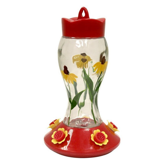 Heath Outdoor Products Bloomin' Susan's Glass Hummingbird Feeder - Red/Yellow (28 Oz)