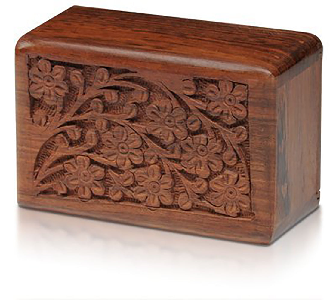 Tree of Life Hand-Carved Rosewood Urn Box - Small