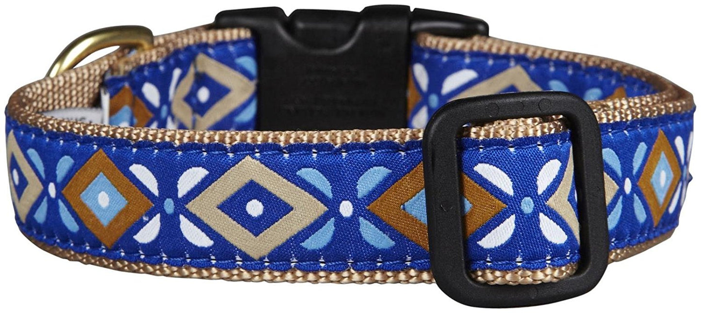 Up Country Aztec Blue Dog Collar - Medium