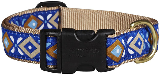 Up Country Aztec Blue Dog Collar - Medium