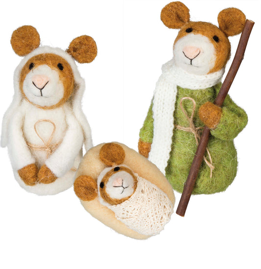 Primitives By Kathy Mouse Nativity Critter Set